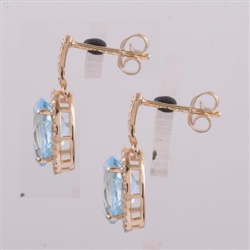 9K Gold 4.75 Ct Oval Blue Topaz Earrings