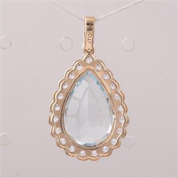 9K Gold 4.95 Ct Pear Aquamarine Pendant