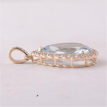 9K Gold 4.95 Ct Pear Aquamarine Pendant