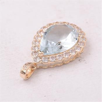 9K Gold 4.95 Ct Pear Aquamarine Pendant