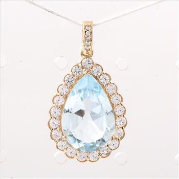 9K Gold 4.95 Ct Pear Aquamarine Pendant