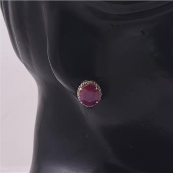 9K Gold 5.22 Ct Oval Ruby Earrings