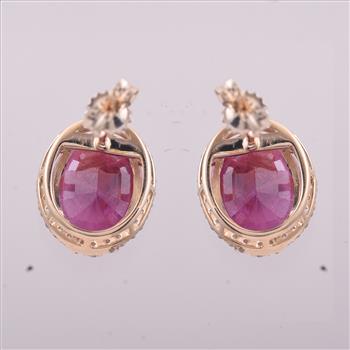 9K Gold 5.22 Ct Oval Ruby Earrings