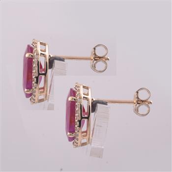 9K Gold 5.22 Ct Oval Ruby Earrings