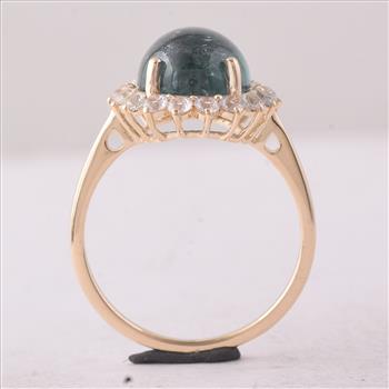 9K Gold 5.32 Ct Oval Tourmaline Ring 7 US Ring Size