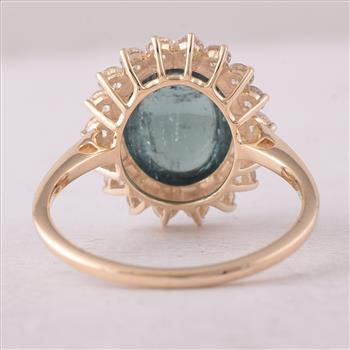 9K Gold 5.32 Ct Oval Tourmaline Ring 7 US Ring Size