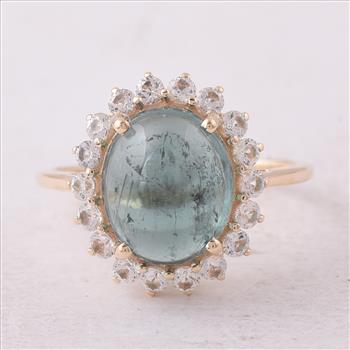 9K Gold 5.32 Ct Oval Tourmaline Ring 7 US Ring Size