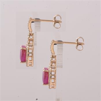 9K Gold 5.39 Ct Oval Ruby Earrings
