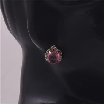9K Gold 5.42 Ct Cushion Tourmaline Earrings