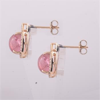 9K Gold 5.42 Ct Cushion Tourmaline Earrings