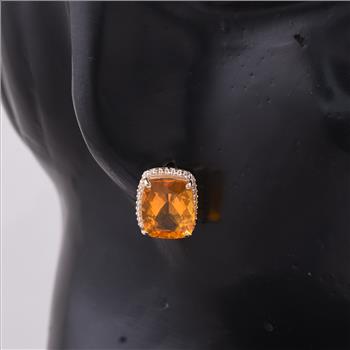 9K Gold 5.55 Ct Cushion Br.Fire Opal Earrings