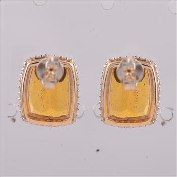 9K Gold 5.55 Ct Cushion Br.Fire Opal Earrings