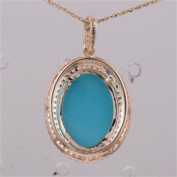 9K Gold 5.55 Ct Oval Turquoise Pendant