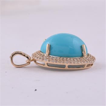 9K Gold 5.55 Ct Oval Turquoise Pendant