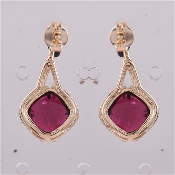 9K Gold 5.59 Ct Cushion Tourmaline Earrings