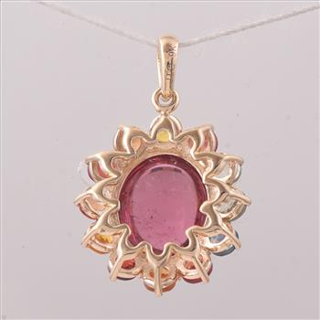9K Gold 5.62 Ct Oval Tourmaline Pendant