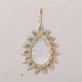 9K Gold 5.68 Ct Pear Aquamarine Pendant