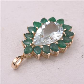 9K Gold 5.68 Ct Pear Aquamarine Pendant