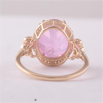 9K Gold 5.73 Ct Oval Pink Topaz Ring 7 US Ring Size