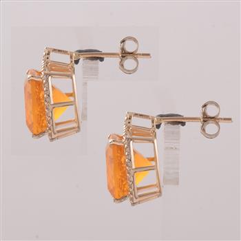 9K Gold 5.79 Ct Cushion Br.Opal Earrings