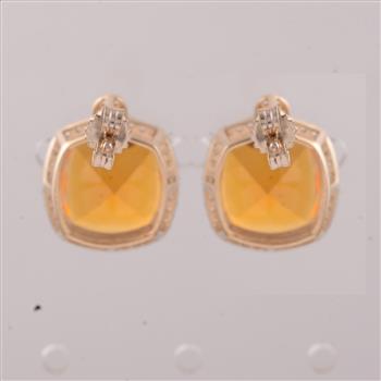9K Gold 5.79 Ct Cushion Br.Opal Earrings
