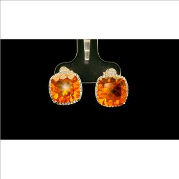9K Gold 5.79 Ct Cushion Br.Opal Earrings