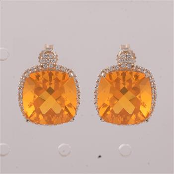 9K Gold 5.79 Ct Cushion Br.Opal Earrings