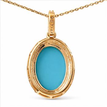 9K Gold 5.80 Ct Oval Turquoise Pendant