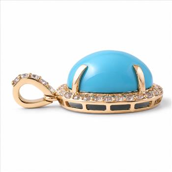 9K Gold 5.80 Ct Oval Turquoise Pendant