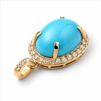 9K Gold 5.80 Ct Oval Turquoise Pendant