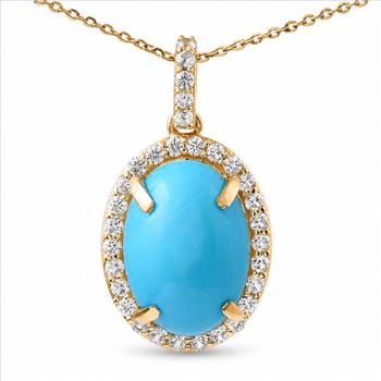 9K Gold 5.80 Ct Oval Turquoise Pendant