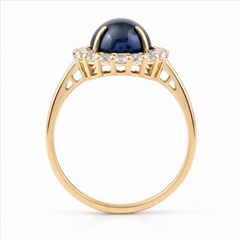 9K Gold 6.12 Ct Oval Sapphire Ring 7 US Ring Size