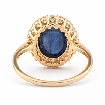 9K Gold 6.12 Ct Oval Sapphire Ring 7 US Ring Size