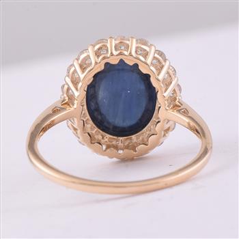 9K Gold 6.12 Ct Oval Sapphire Ring 7 US Ring Size