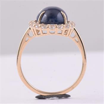 9K Gold 6.12 Ct Oval Sapphire Ring 7 US Ring Size