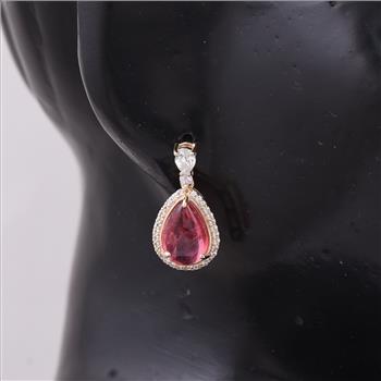 9K Gold 6.17 Ct Pear Tourmaline Earrings