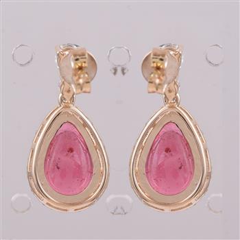 9K Gold 6.17 Ct Pear Tourmaline Earrings