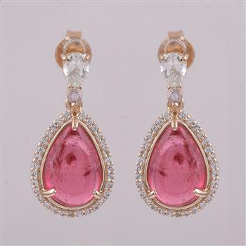 9K Gold 6.17 Ct Pear Tourmaline Earrings
