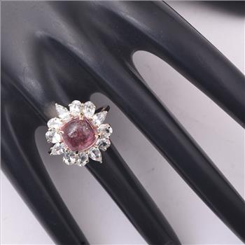 9K Gold 6.27 Ct Cushion Tourmaline Ring 7 US Ring Size