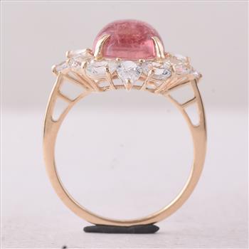 9K Gold 6.27 Ct Cushion Tourmaline Ring 7 US Ring Size