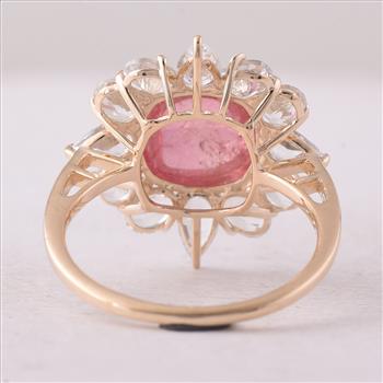 9K Gold 6.27 Ct Cushion Tourmaline Ring 7 US Ring Size