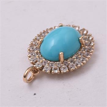 9K Gold 6.28 Ct Oval Turquoise Pendant