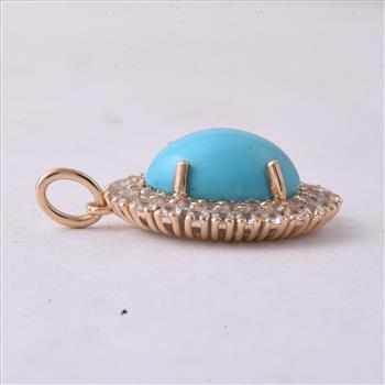 9K Gold 6.28 Ct Oval Turquoise Pendant