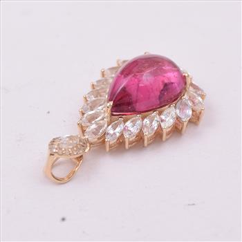 9K Gold 6.38 Ct Pear Tourmaline Pendant