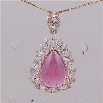 9K Gold 6.38 Ct Pear Tourmaline Pendant