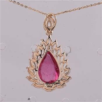 9K Gold 6.38 Ct Pear Tourmaline Pendant