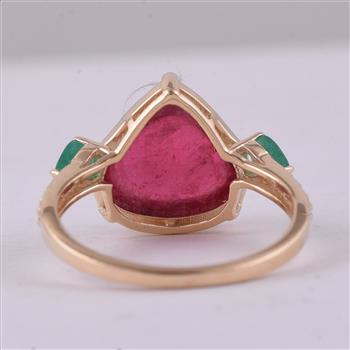 9K Gold 6.39 Ct Heart Tourmaline Ring 7 US Ring Size
