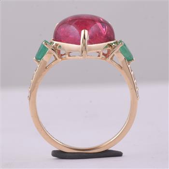 9K Gold 6.39 Ct Heart Tourmaline Ring 7 US Ring Size