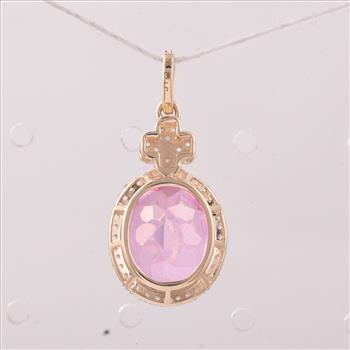 9K Gold 6.52 Ct Oval Pink Topaz Pendant