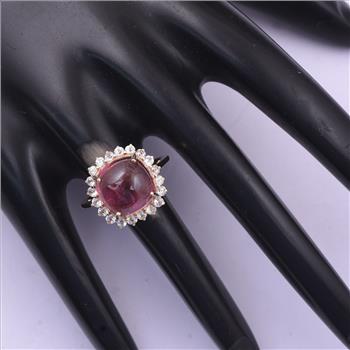 9K Gold 6.63 Ct Cushion Tourmaline Ring 7 US Ring Size